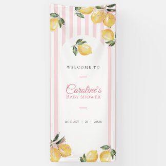 Kokette rosa Baby Shower Begrüßungsschild mit Zitr Banner