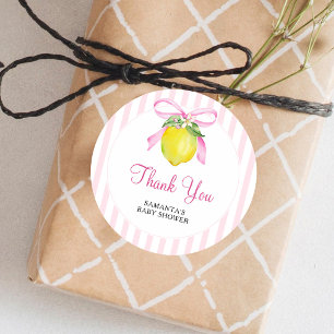 Kokette rosa Baby Shower Dankeschön Runder Aufkleber
