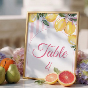 Kokette rosa Baby Shower-Tischnummer mit Zitrone Einladung