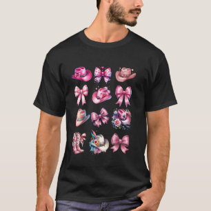 Kokette rosa Cowboyhüte Schleifen Cowgirl Stiefel T-Shirt