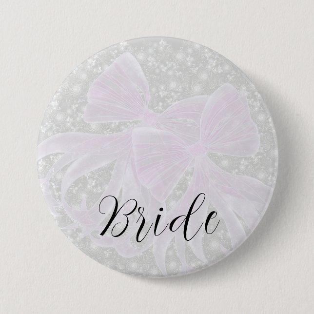 Kokette rosa durchsichtige Schleifen-Brides Knopf Button (Vorderseite)