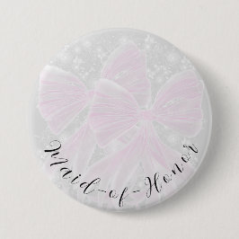 Kokette rosa durchsichtige Schleifen - Ehrenjungfe Button