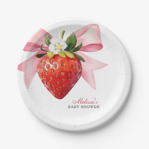 Kokette rosa Erdbeere Baby Shower Pappteller