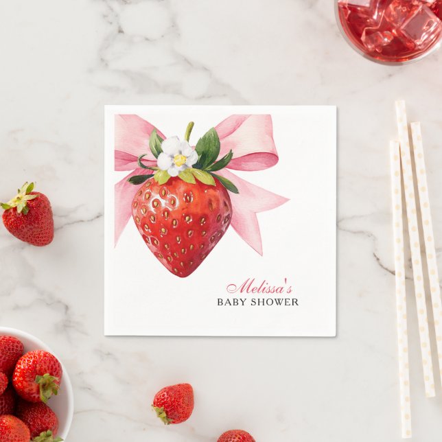 Kokette rosa Erdbeere Baby Shower Serviette (Beispiel)