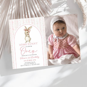 Kokette rosa Hase Kaninchen 1. Geburtstagseinladun Einladung