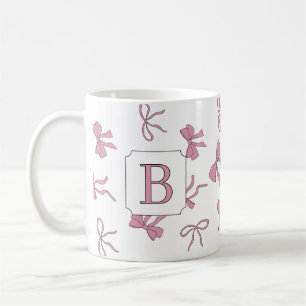Kokette rosa Schleifen links und rechts Hand Monog Kaffeetasse