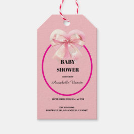 Kokette rosa Schleifen Mädchen Baby-Party Geschenkanhänger