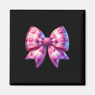 Kokette rosa und weiße Schleife Karo Valentinstag- Magnet