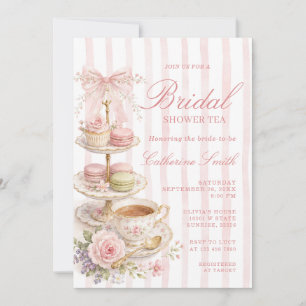 Kokette rosa Vintage-Teeparty-Brautjungfernparty Einladung
