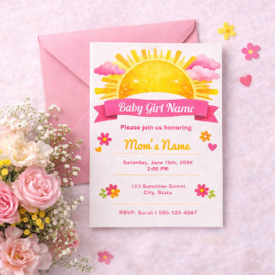 Kokette rosa Wolken Baby Girl Shower Einladung