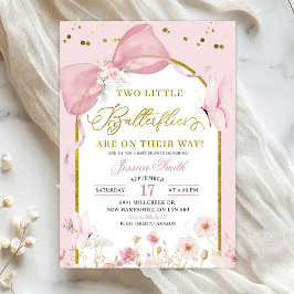 Kokette Röte Rosa Zwillinge Schmetterling Baby Sho Einladung