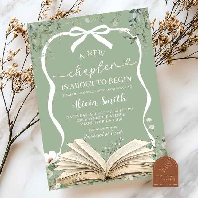 Kokette Sage Greenery Storybook Baby Shower Einladung (Von Creator hochgeladen)