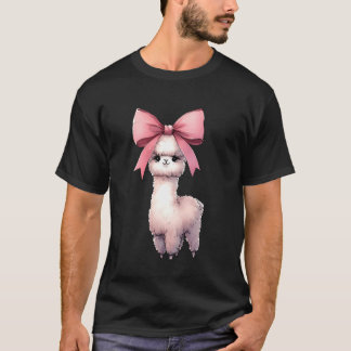 Kokette Schleife Alpaka Lama Rosa Band Mama Mütter T-Shirt