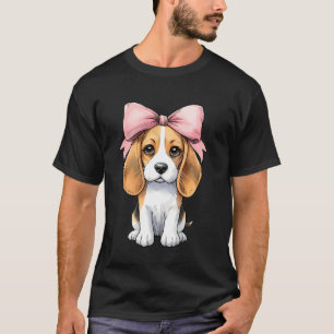 Kokette Schleife Beagle Hundemutter Rosa Band Süße T-Shirt