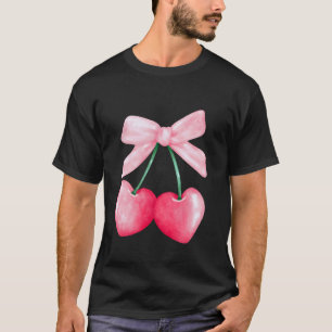 Kokette Schleife Einfach Rosa Süße Kirschen Mädche T-Shirt