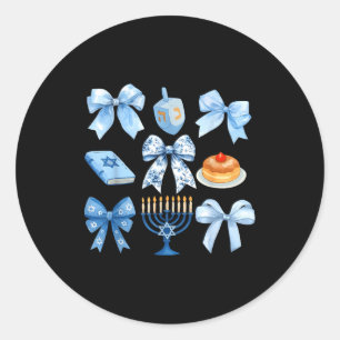Kokette Schleife Hanukkah Chanukah Pyjama Latke Jü Runder Aufkleber