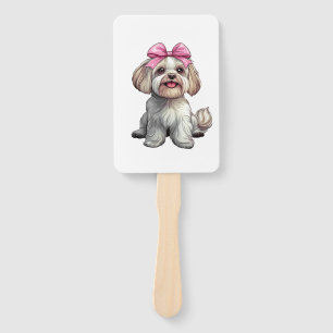 Kokette Schleife Havanese Hundefrau Mädchen Rosa Fächer