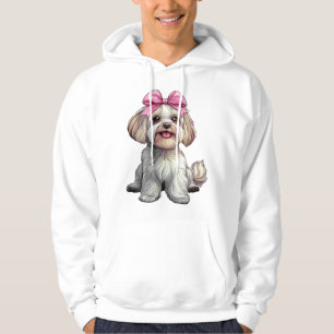 Kokette Schleife Havanese Hundefrau Mädchen Rosa Hoodie