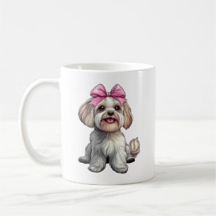 Kokette Schleife Havanese Hundefrau Mädchen Rosa Kaffeetasse
