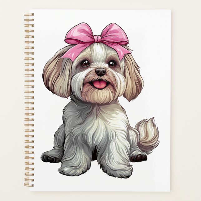 Kokette Schleife Havanese Hundefrau Mädchen Rosa Planer (Vorderseite)