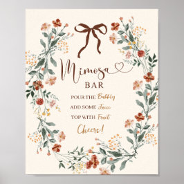Kokette Schleife Herbst Wildblumen Brautparty Poster