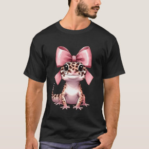 Kokette Schleife Leopard Gecko Mama Rosa Muttertag T-Shirt
