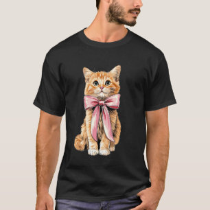 Kokette Schleife Orange Katze Getigerte Katze Süße T-Shirt