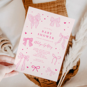 Kokette Schleife Rosa Baby Shower Einladung