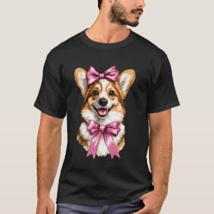 Kokette Schleife Welsh Corgi Hundemama Mädchen Ros T-Shirt