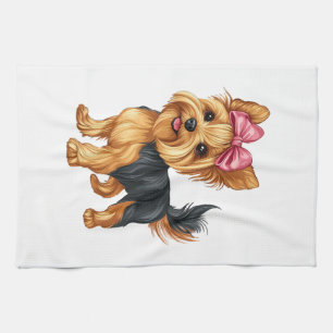 Kokette Schleife Yorkshire Terrier Hund Yorkie Mam Geschirrtuch