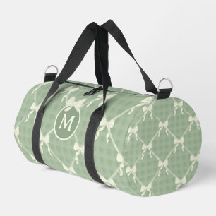 Kokette Schleifen Gingham Monogramm Creme Salbei G Duffle Bag