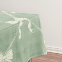 Kokette Schleifen Gingham-Muster Creme Salbei Grün Tischdecke