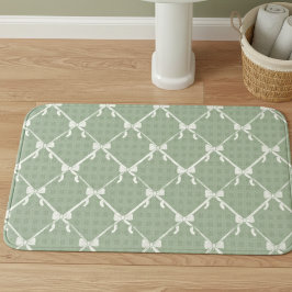 Kokette Schleifen Gingham-Muster Creme Salbeigrün  Badematte