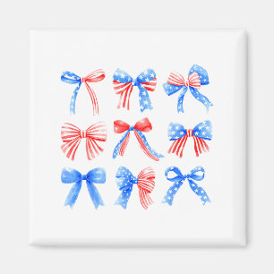 Kokette Schleifen Rot Weiß Blau USA-Flagge 4. Juli Magnet