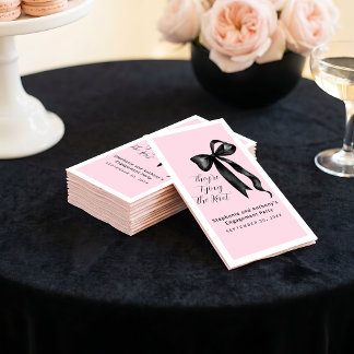 Kokette Schwarz Schleife Rosé Verlobungsfeier Serviette