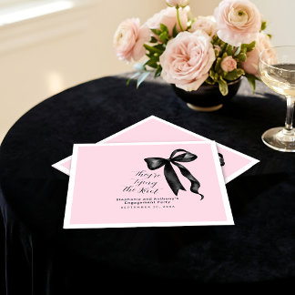 Kokette schwarze Schleife Rosé Verlobungsfeier Serviette