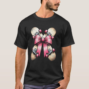 Kokette Skateboarderin mit Schleife T-Shirt
