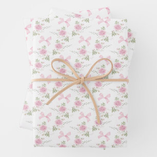 Kokette Toile De Jouy Rosa Schleife Geschenkpapier Set