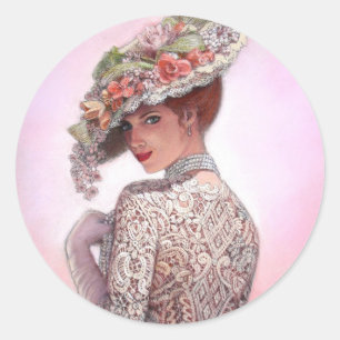 Kokette viktorianische Dame "Betty Lu" Runder Aufkleber