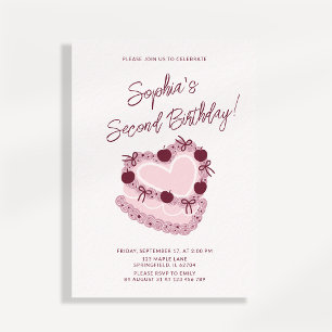 Kokette Vintage-Kirschkuchen-Geburtstagseinladung Save The Date