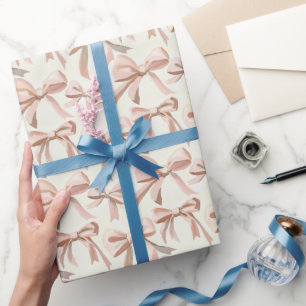 Kokette Vintage nostalgische rosa Schleifen Muster Geschenkpapier
