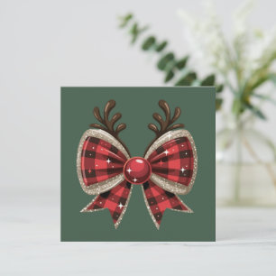 Kokette Weihnachts-Schleife Glitter Mädchenhaft Ro Feiertagskarte