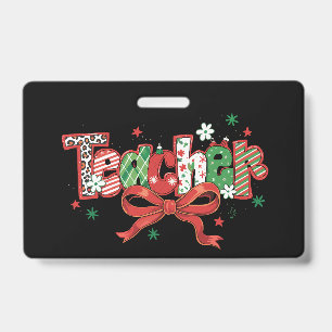 Kokette Weihnachtslehrerin Buntstift Frohe Weihnac Ausweis