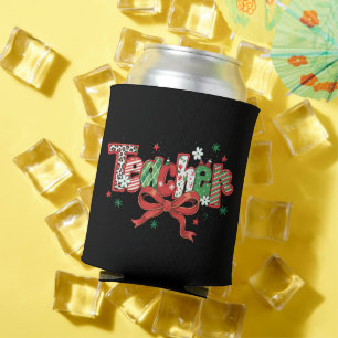 Kokette Weihnachtslehrerin Buntstift Frohe Weihnac Dosenkühler