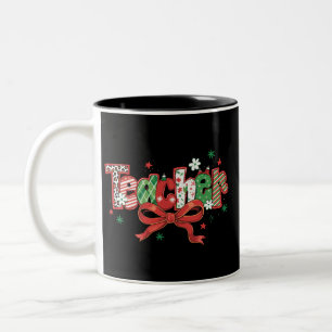 Kokette Weihnachtslehrerin Buntstift Frohe Weihnac Zweifarbige Tasse