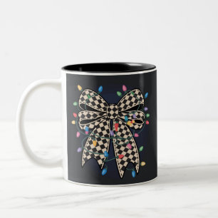 Kokette Weihnachtslichter-Schleife Frohe Weihnacht Zweifarbige Tasse