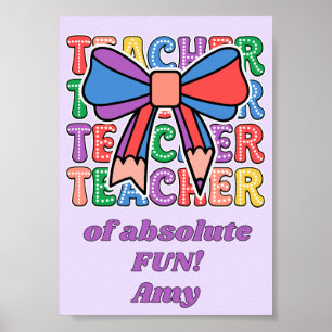 Koketten Bleistiftbogen Retro-Lehrerin Punkte Poster