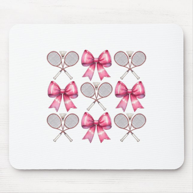 Koketten Bogen Badminton Shuttle Schläger Rosa Ban Mousepad (Vorne)