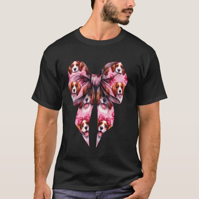 Koketten Bogen Brittany Spaniel Hundemutter Rosa B T-Shirt (Vorderseite)