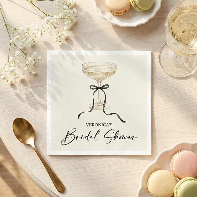 Koketten-Bogen Champagner Brautparty Serviette (Elegant Champagne Bridal Shower Personalized Napkin)